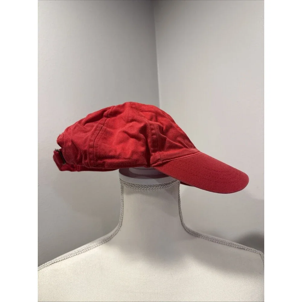 Red Fusion Embroidered Cap Buckle Adjustable Strap Dr Pepper Cotton Hat
